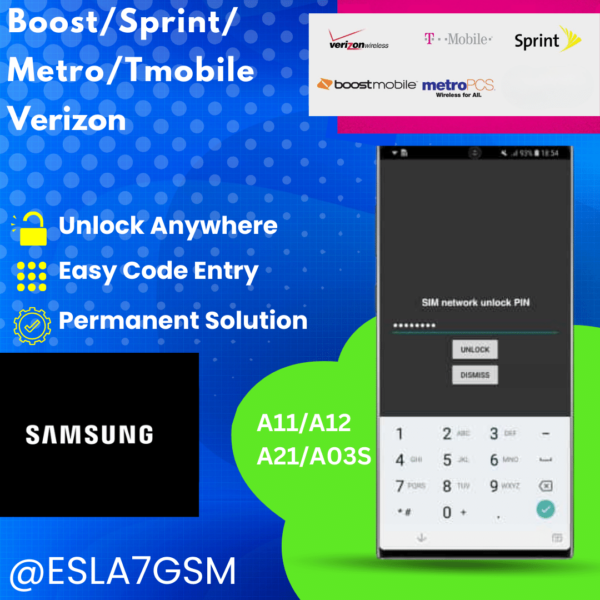 Rapid Unlock Service for Samsung A-Series on Boost, Sprint, Metro, T-Mobile, Verizon, and TracFone