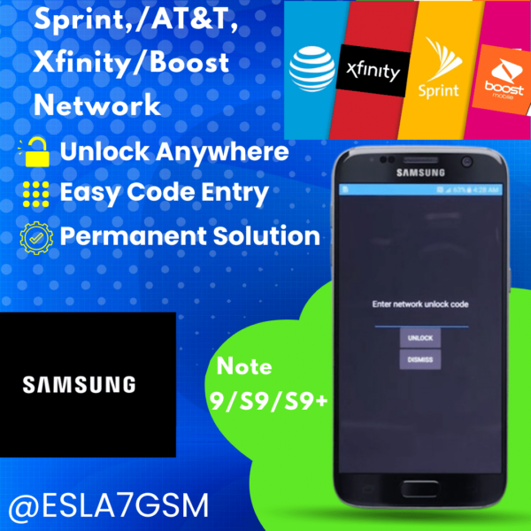 Express Unlock Service for Samsung Note 9/S9/S9+ on Sprint, AT&T, Xfinity, and Boost